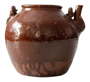 Antique Earthenware Water Pot With Rope Handle