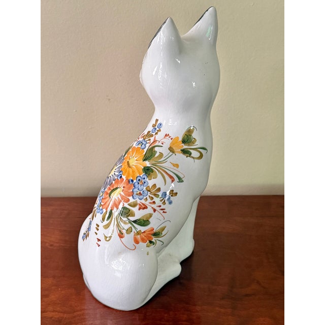 Midcentury Italian Ceramic Cat Figure For Sale - Image 4 of 9