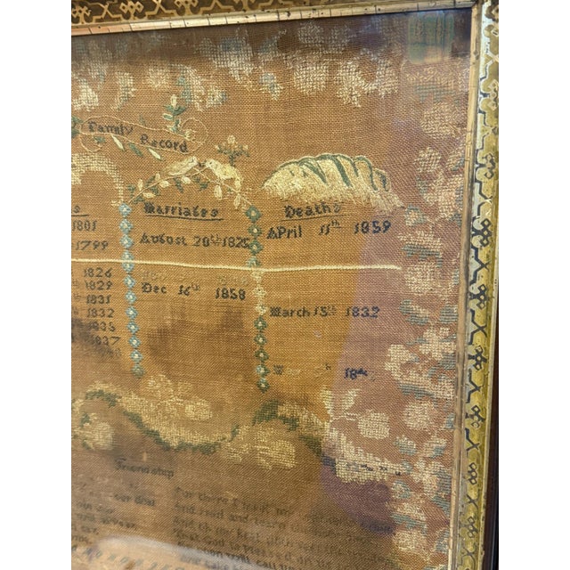 Elizabeth Wurts American Family Record Needlework Sampler, Dated 1837 For Sale In Providence - Image 6 of 11