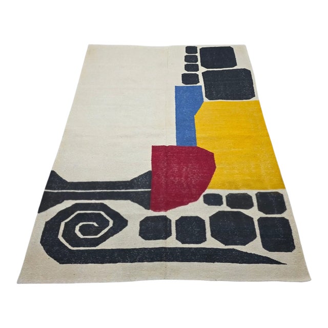Mid-Century Modern Hand-Woven Art Tapestry After Alexander Calder "Ice Rink" Aubusson Style Design For Sale - Image 3 of 8