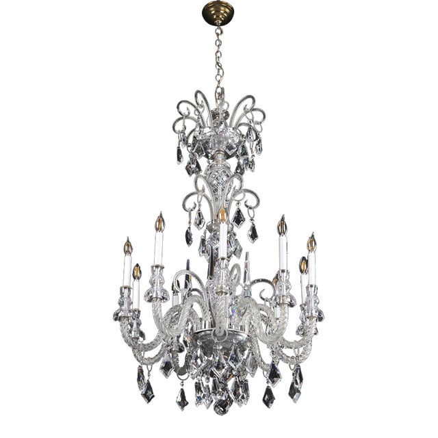 Vintage Bohemian Molded Glass Crystal Chandelier For Sale