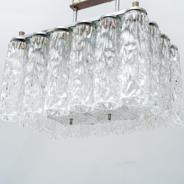 Gray Two-Light Metal and Glass Pendant Light, 1970s For Sale - Image 8 of 8