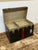 Metal Black With Red Steamer Trunk, Antique For Sale - Image 7 of 10