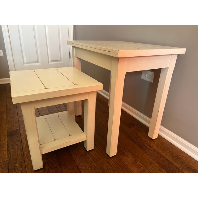 Pottery Barn Pottery Barn Wood Nesting Tables For Sale - Image 4 of 4