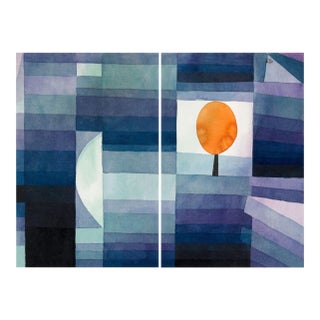 1922 the Harbinger of Autumn Modernist Blue Orange Fine Art Print Diptych by Paul Klee — 16" X 24" Per Panel For Sale