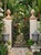Pair of Neoclassical Style Basketweave Lead Garden Urns With Finial Lids For Sale - Image 10 of 10