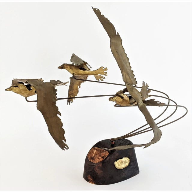 Flying Seagulls Brass Table Sculpture by Ratafia For Sale In Miami - Image 6 of 11