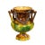 A French Anduze vase from the 19th century with brown, green and yellow glaze, molded handles and swag motifs. Enhance...