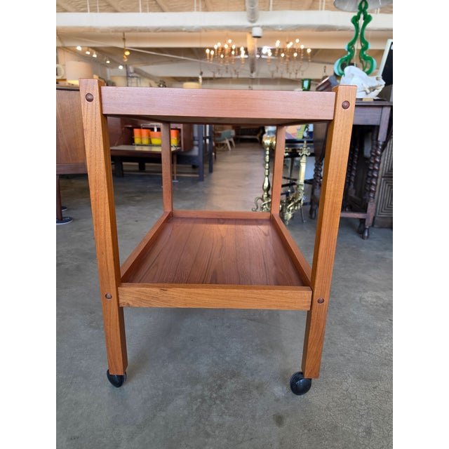 Mid-Century Modern Danish Teak Rolling Bar Cart / Tea Trolley For Sale - Image 15 of 16