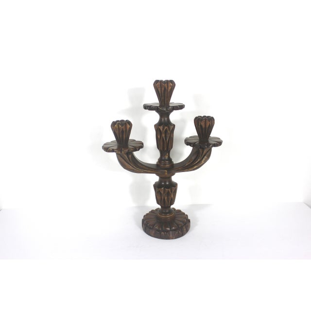 1970s Mid-Century Hand Carved Wood Candelabra Signed by Canadian Artist For Sale - Image 11 of 11