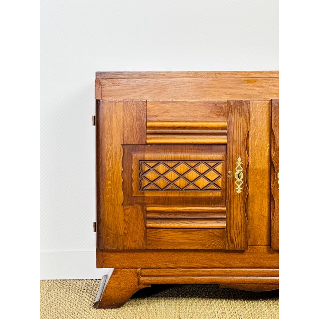 Wood French Art Deco Cabinet in Oak, 1940 For Sale - Image 7 of 14
