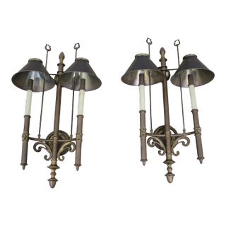 Pair Chapman Brass Regency Style Candelabra Sconces For Sale