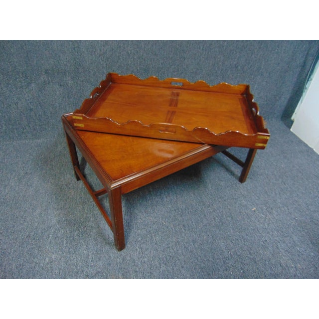 English Chippendale Campaign Style Tray Top Coffee Table For Sale In Philadelphia - Image 6 of 7