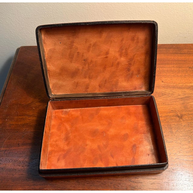 Italian Vintage Italian Florentine Leather Jewelry Box – Oxblood & Gilt Fleur-De-Lis For Sale - Image 3 of 5