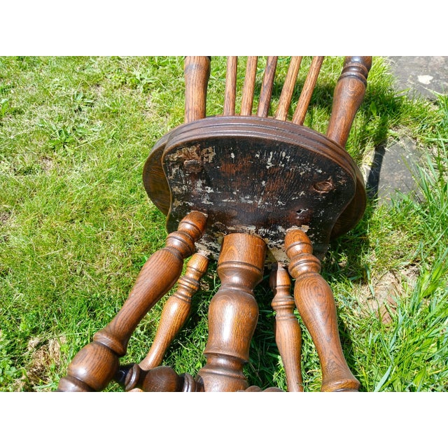 1890s Antique Quarter Sawn Oak High Back Organ Stool With Claw Feet For Sale - Image 16 of 17