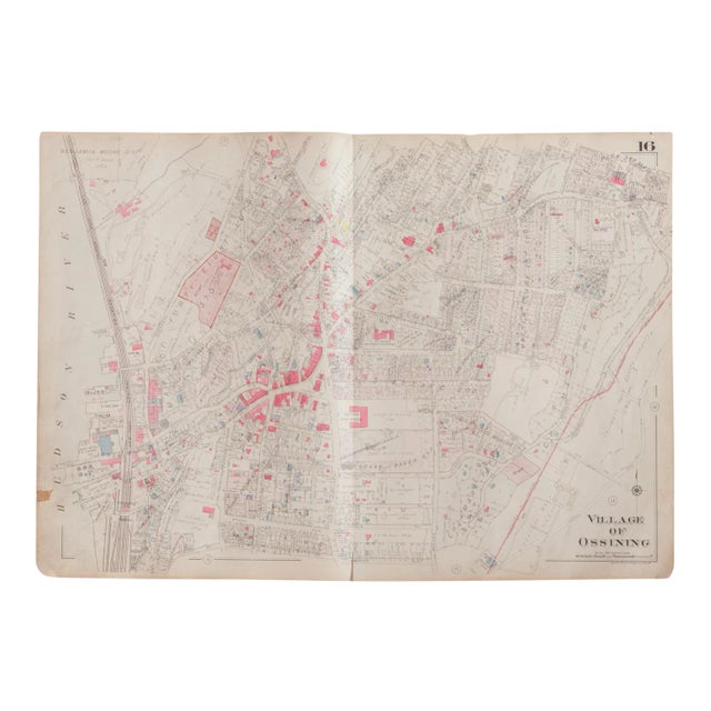 Vintage 1930s Hopkins Map of Village of Ossining For Sale