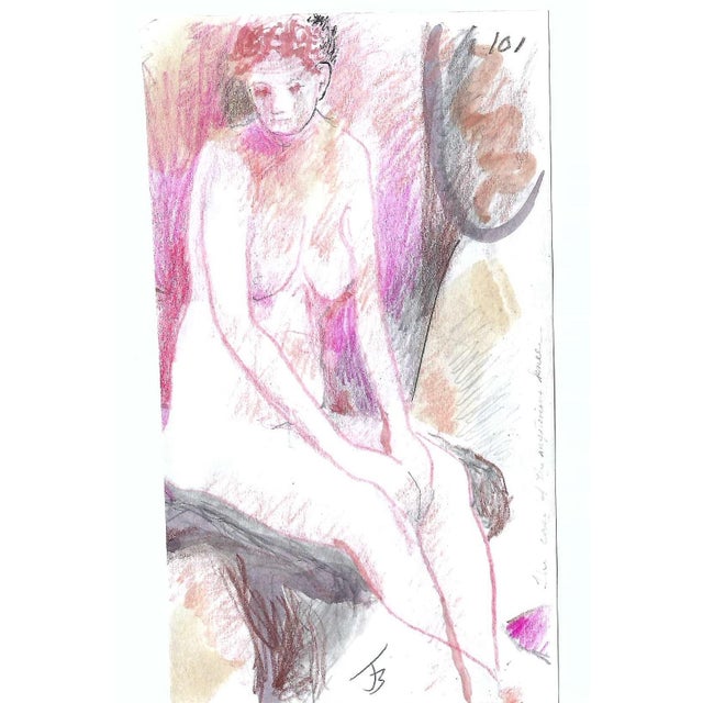 Double sided female nude on paper from the estate of Chicago artist James Frederic Bone (1929-2015). Pencil signed with...