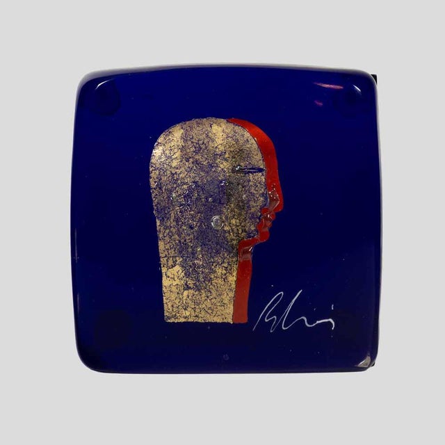Murano Cobalt Blue Glass Block Sculpture by Silvio Vigliaturo, 2000s For Sale - Image 11 of 11