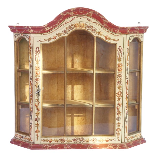 Vintage Dutch Folk Art Display Cabinet with Glass Door, 1960s For Sale