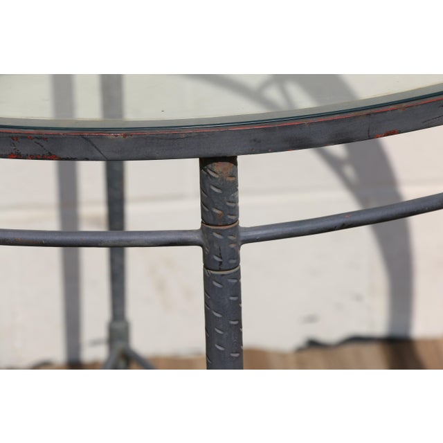 Mario Papperzini for Salterini “Amalfi” Round Iron Dining Table With Glass Top | 1950s For Sale - Image 13 of 18