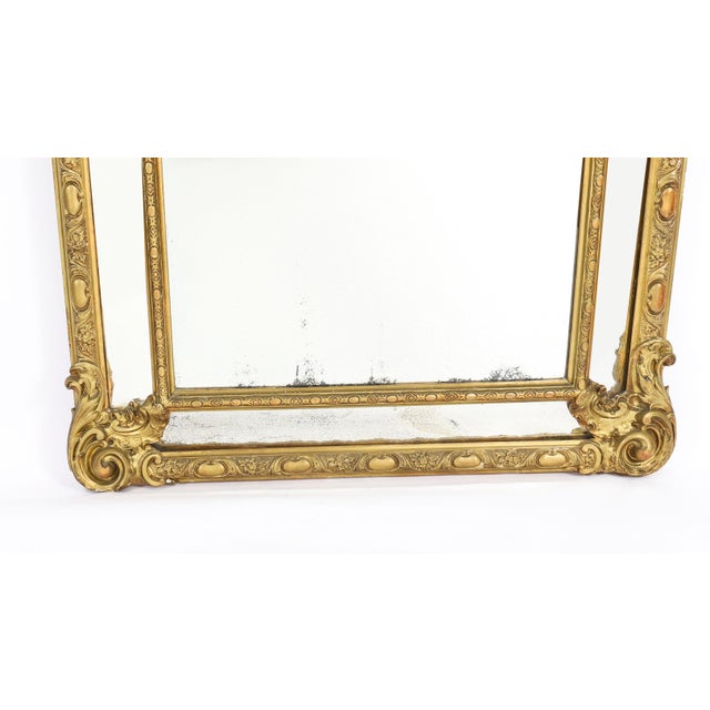 Antique Louis Revival Giltwood Overmantel Cushion Mirror, 1860 For Sale - Image 5 of 10