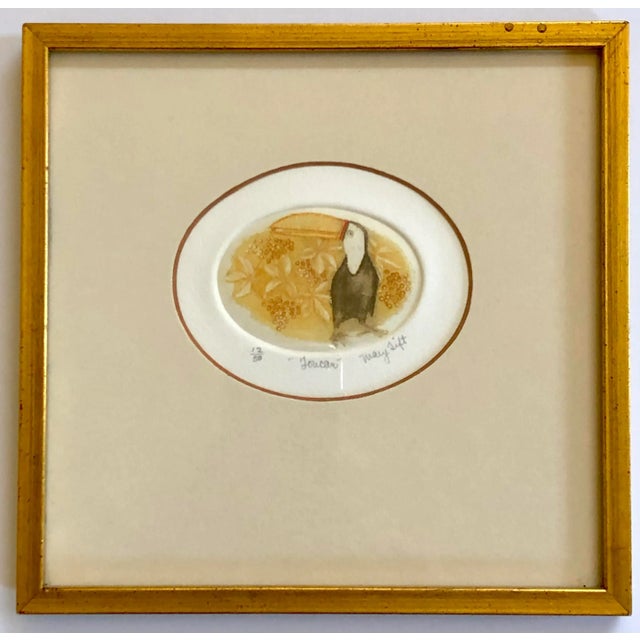 Late 20th Century Toucan Etching Signed in Custom Frame For Sale - Image 5 of 5