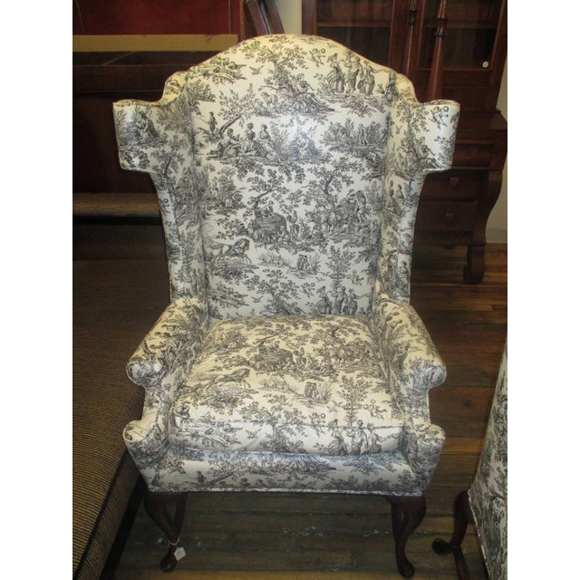 Pair of George III Style Wingback Armchairs, Early 20th Century For Sale - Image 4 of 9
