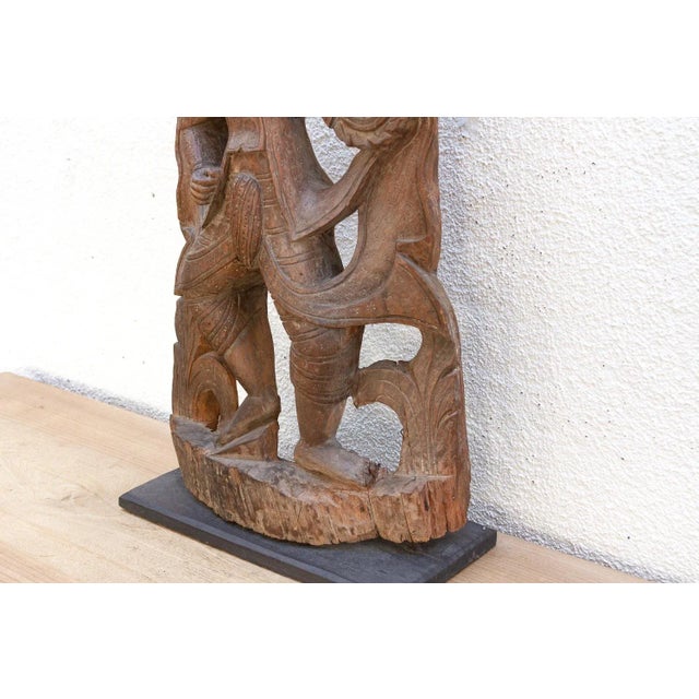 The Forest Dancer Antique Southeast Asian Wood Carving For Sale In Los Angeles - Image 6 of 10