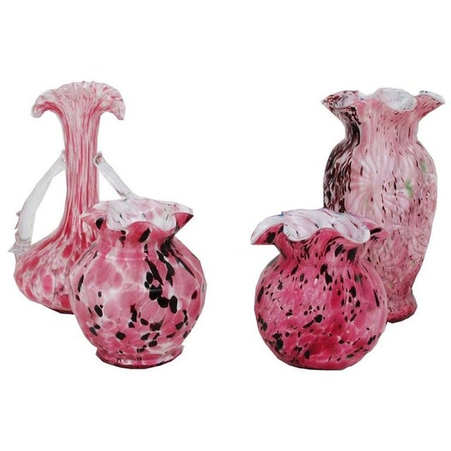 Mid 20th Century Pink Murano "Fazzoletto" Style Vases, Various Sizes- Set of 4 For Sale In Houston - Image 6 of 6