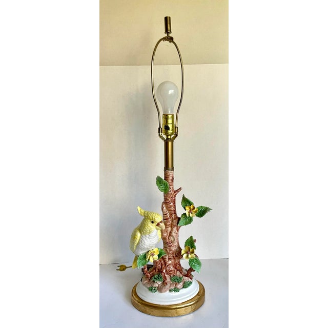 Vintage Porcelain Yellow Bird on Tree Figural Table Lamp For Sale - Image 12 of 12