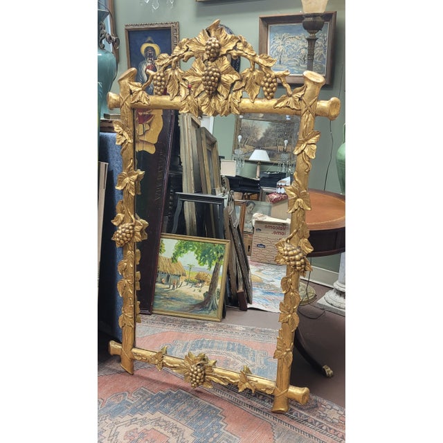 Beautiful Vintage Gold Grape Carved Mirror For Sale - Image 11 of 12