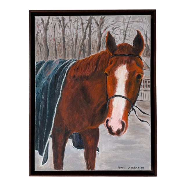 Ray Abrams Horse Portrait Impressionist Oil on Canvas Painting – Framed For Sale