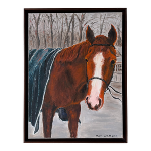 Ray Abrams Horse Portrait Impressionist Oil on Canvas Painting – Framed