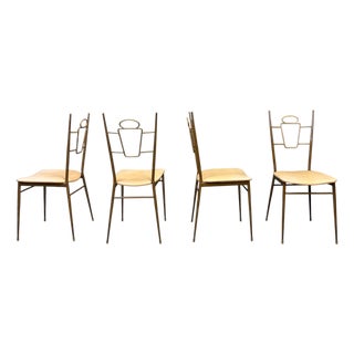 Mid-Century Modern Italian Brass Dining Chairs, 1950s, Set of 4 For Sale