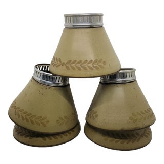 Vintage Toleware Chandelier Lamp Shades - Set of 5 For Sale