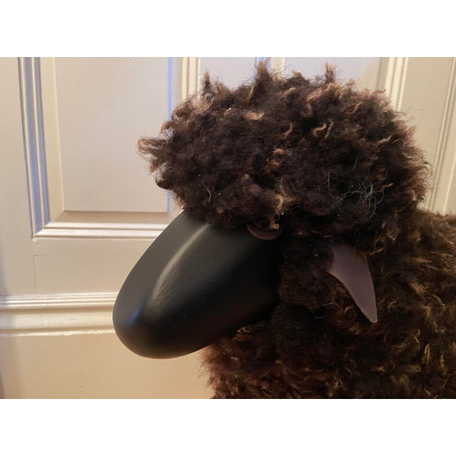 2020s Lalanne Style Carved Wood Black Sheep Sculpture or Stool For Sale - Image 5 of 6