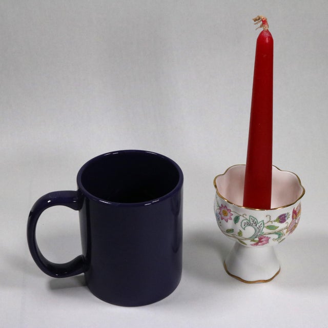 Ceramic Minton Haddon Hall Gold Rim Chintz 3" Candlestick Holders-a Pair For Sale - Image 7 of 8