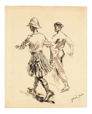Women - Original China Ink and Watercolor by J.L. Rey Vila - 1950s 1950s