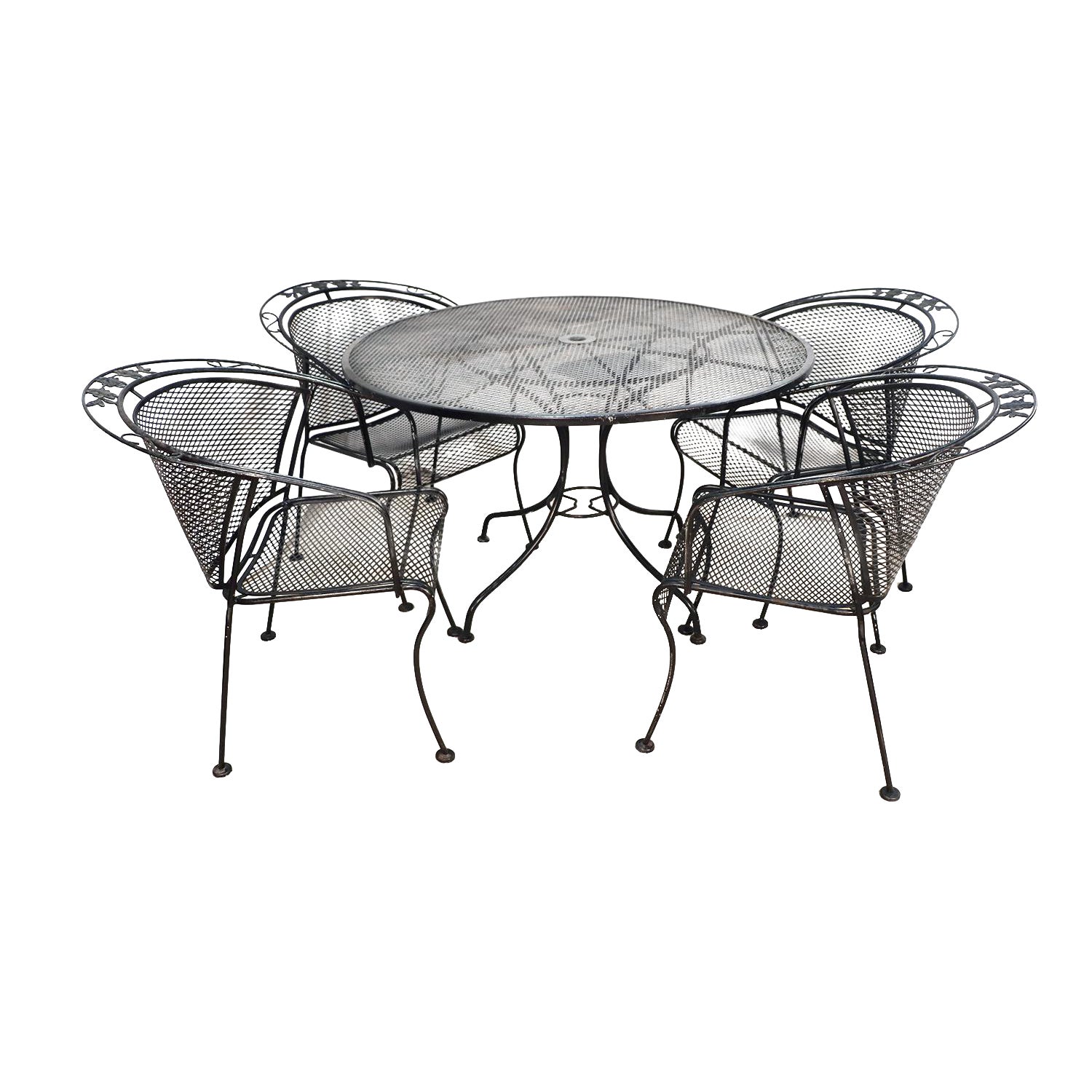 Mid Century Wrought Iron Patio Set In The Style Of Russell Woodard