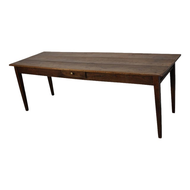 Large 19th Century French Rustic Elm Farmhouse Dining Table For Sale