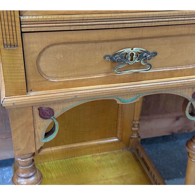 Brown Art Nouveua Cabinet with Floral Painting, 1910s For Sale - Image 8 of 9
