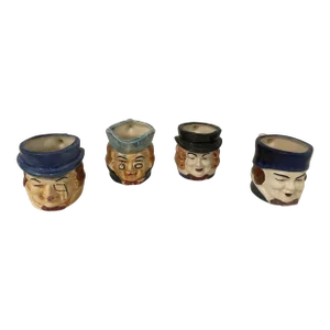 Vintage Japanese Ceramic ‘’Toby’’ Style Miniature Mugs- Set of 4