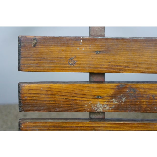 Mid Century Slatted Oak & Iron Snow Sled Sleigh Pull Tow Toboggan Sledge 34" For Sale - Image 11 of 18