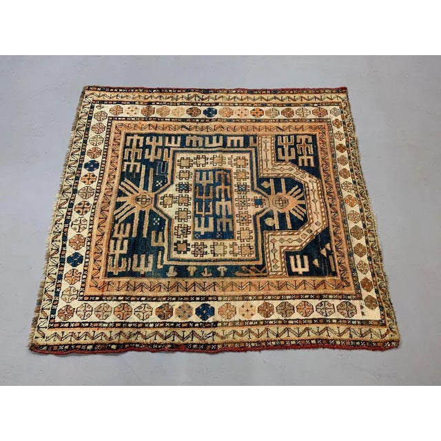 Vintage Blue & Rust Dagestan Kazak Rug For Sale - Image 3 of 9