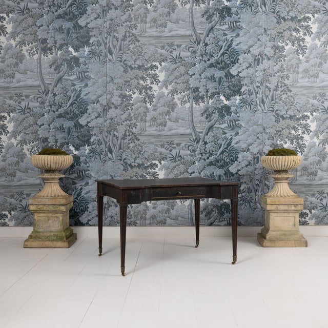 French 18th C. Dutch Louis XVI Black Painted Writing Desk With Original Brass Casters For Sale - Image 3 of 12