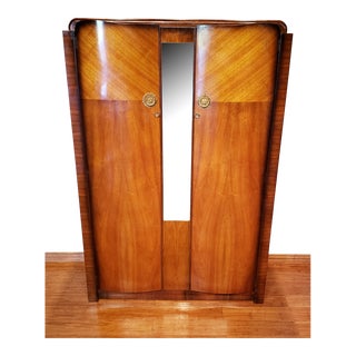 Vintage 1930s Art Deco Style Armoire with Mirror For Sale