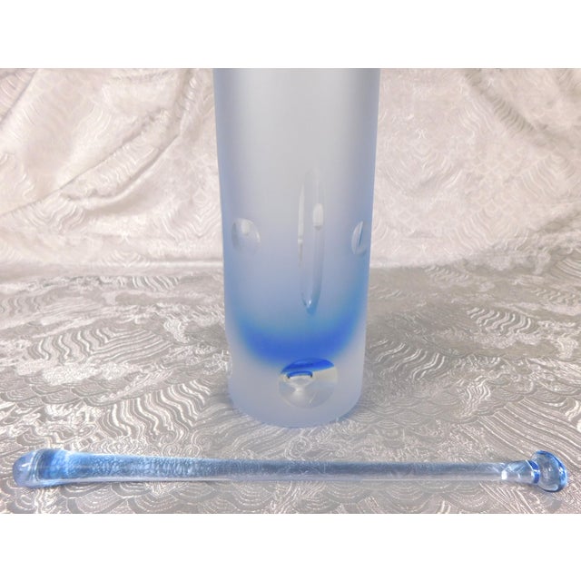 1970s Blue Cut to Clear Bar Ware Set With Serving Pitcher and Five Glasses - Set of 7 For Sale - Image 9 of 13