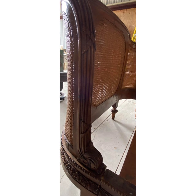 Early 20th Century Antique Carved Wood and Cane Twin Bed For Sale - Image 11 of 12