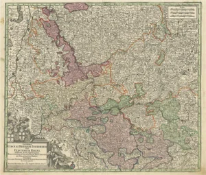 Antique Map of the Course of the Rhine from Philippsburg to Duisburg, Germany
