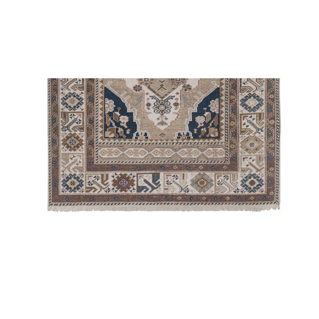 Mid-Century Modern Hand Woven Geometric Turkish Oushak Wool Rug 2'9'' X 5'1'' For Sale - Image 3 of 10